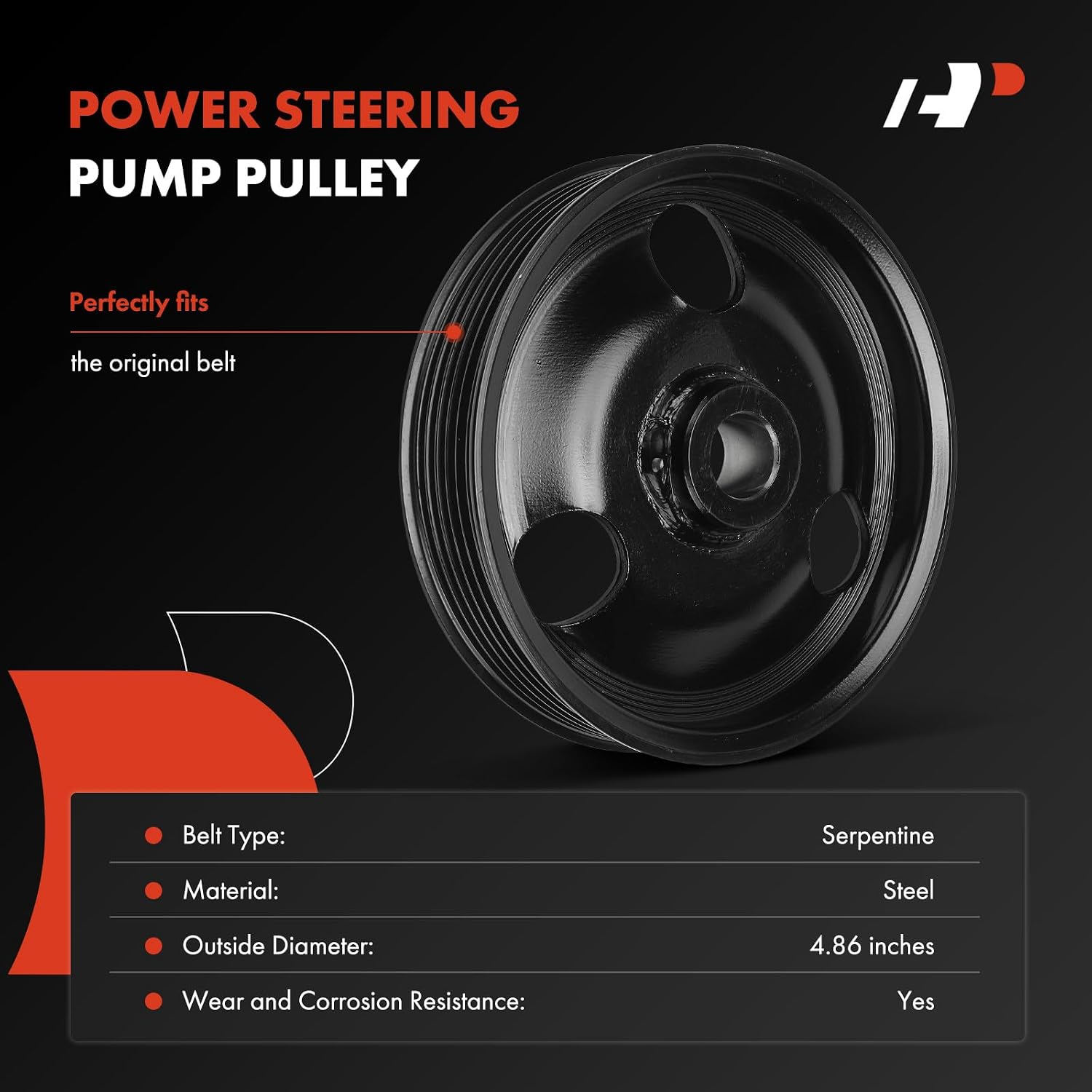 A-Premium Power Steering Pump Pulley, Compatible with Dodge & Chrysler | for Dodge Charger 2006-2010, Challenger 2008-2010, Magnum 2005-2008 & Chrysler 300 2005-2010, 2.7L 3.5L 5.7L 6.1L