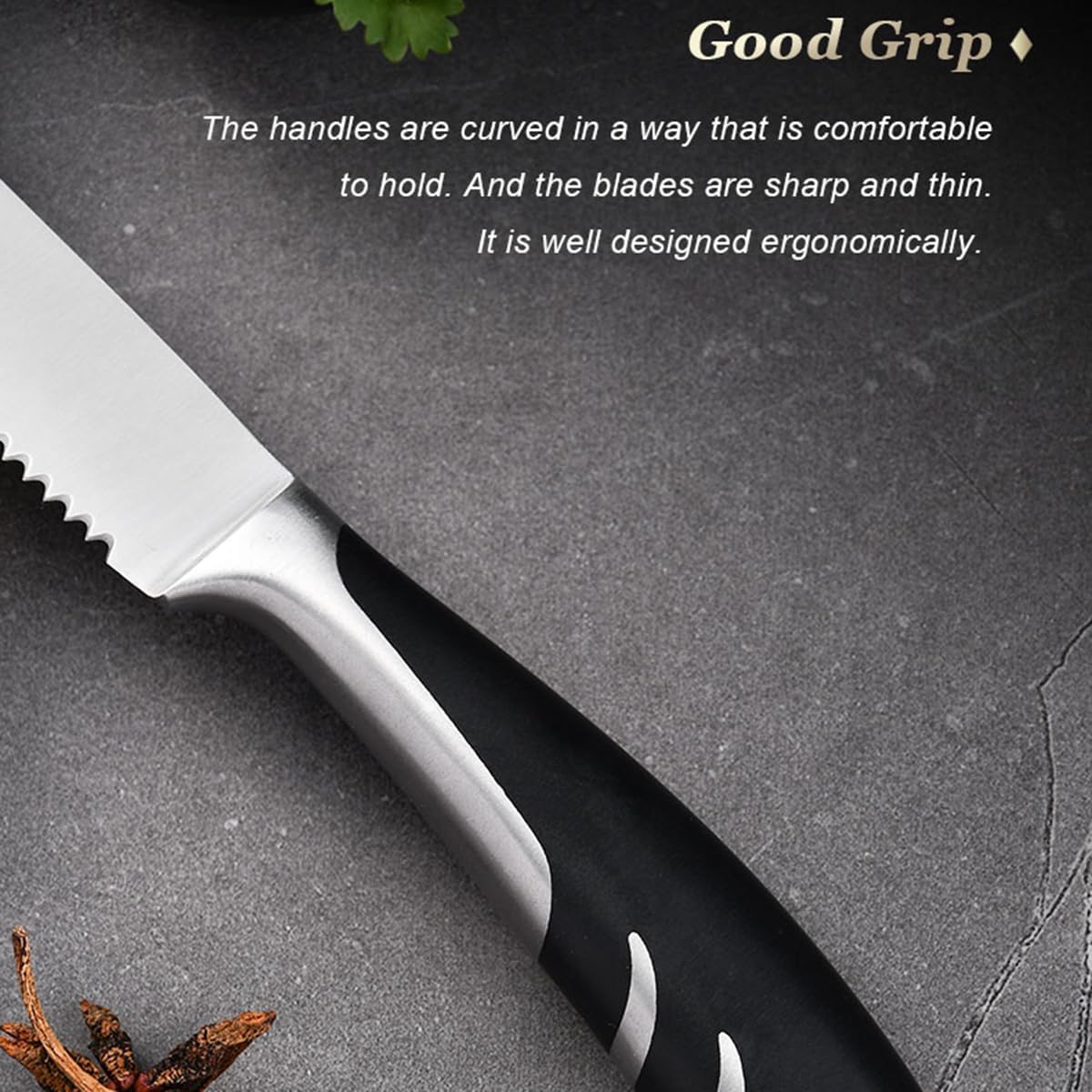 Steak Knives Set of 12, Steak Knife 5 Inch Serrated Steak Knives with Ergonomic Handles,High Carbon Stainless Steel Steak Knife Set - Ideal for Table Dinners and Fruit Pairing