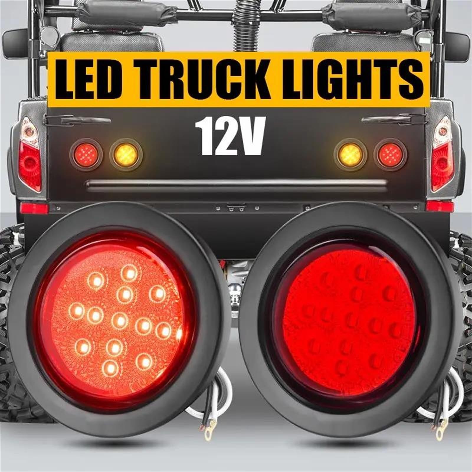 Luces Direccionales Luz Trasera Redonda 14 LED, 2,5 Pulgadas, Intermitente, Freno, Marcha Atrás, Para Coche, Camión, Remolque, Autobús Indicador Retrovisor(2pcs Red)