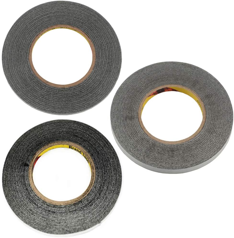 Mixed Size 3pcs 50 meters1mm 2mm 3mm for 3M Double Sided Tape Sticky Black for Mobile Phone LCD Pannel Display Screen Repair Housing