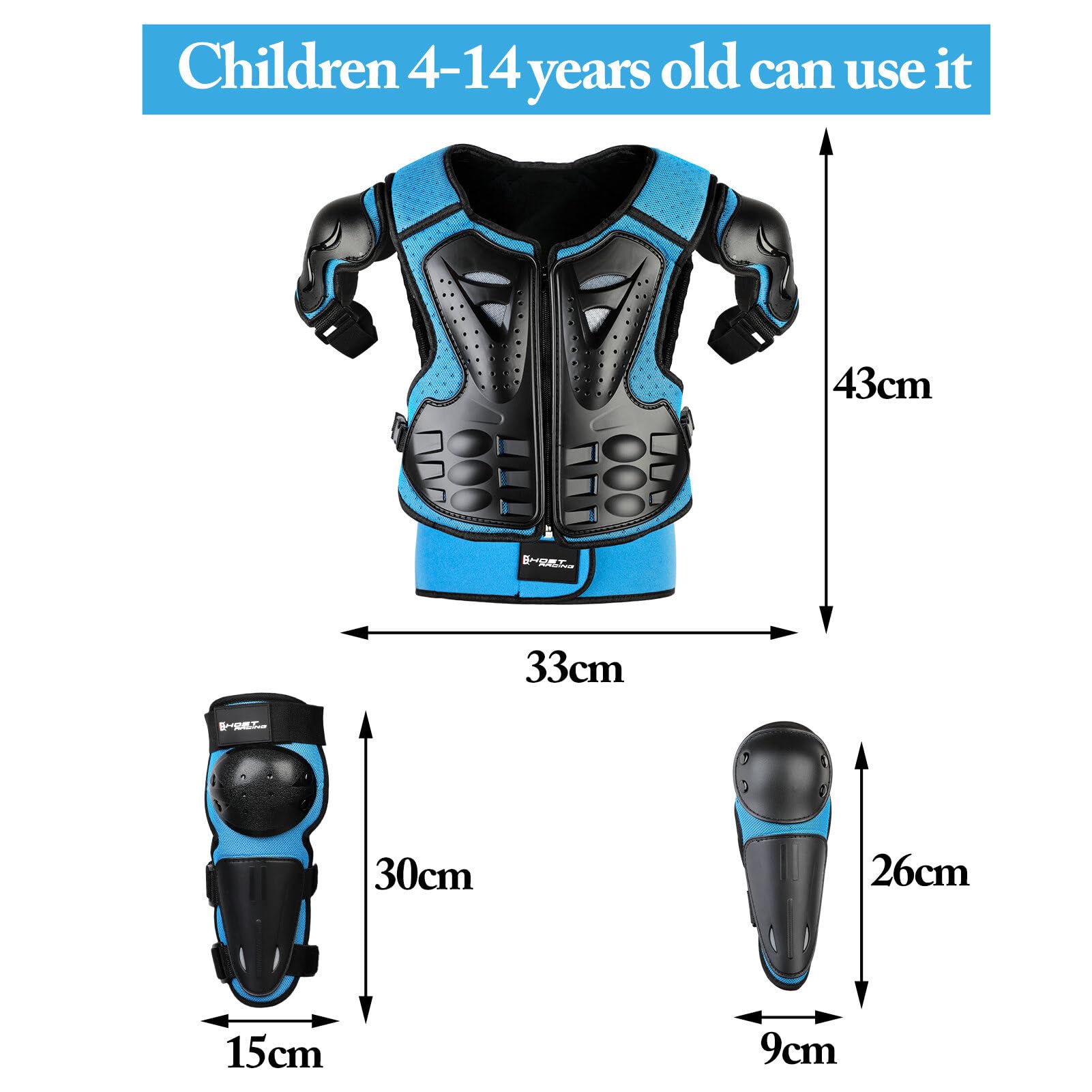 Équipement de sécurité pour enfants : coussinets de protection respirants pour coudes, genoux avec protection de poitrine