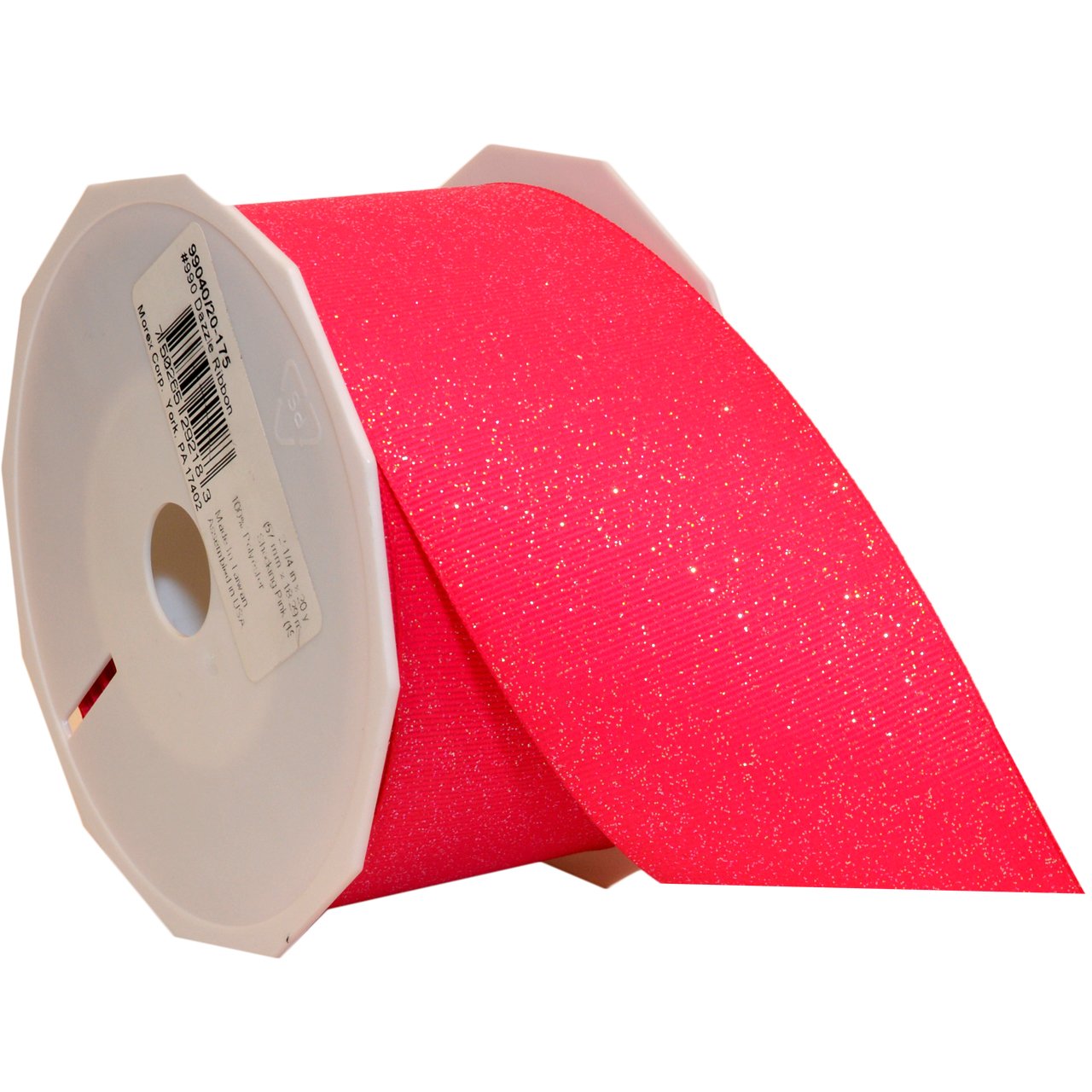 Morex Dazzle Glitter Grosgrain Ribbon, 2-1/4-Inch by 20-Yard, Shocking Pink