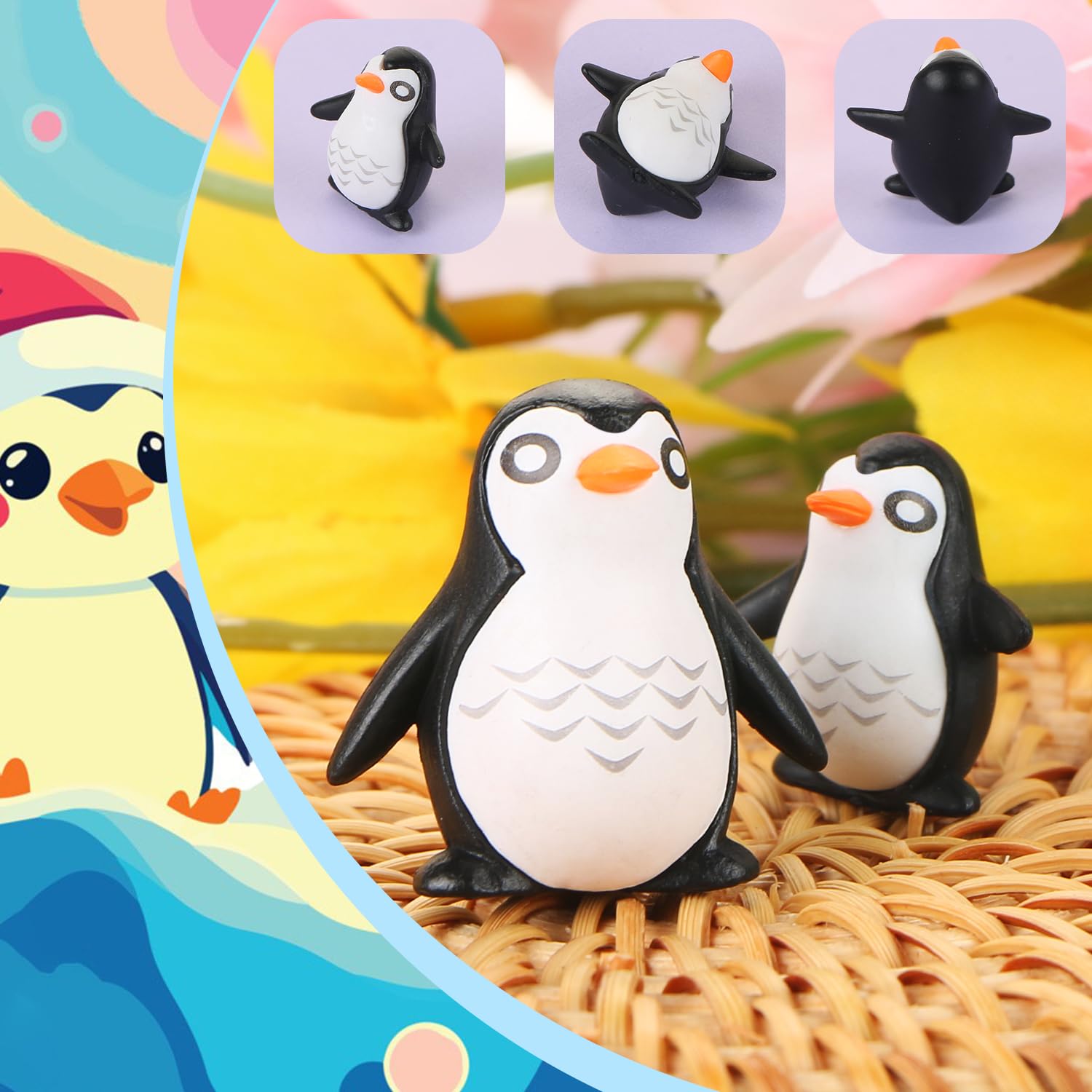 UHOMENY 24pcs Resin Tiny Penguin Statue Cute Mini Penguin Resin Tiny Animals Figurines Cute Black Penguin Cupcake Toppers with box for Garden Landscape Home Decor Cake Decoration DIY Crafts - Image 3