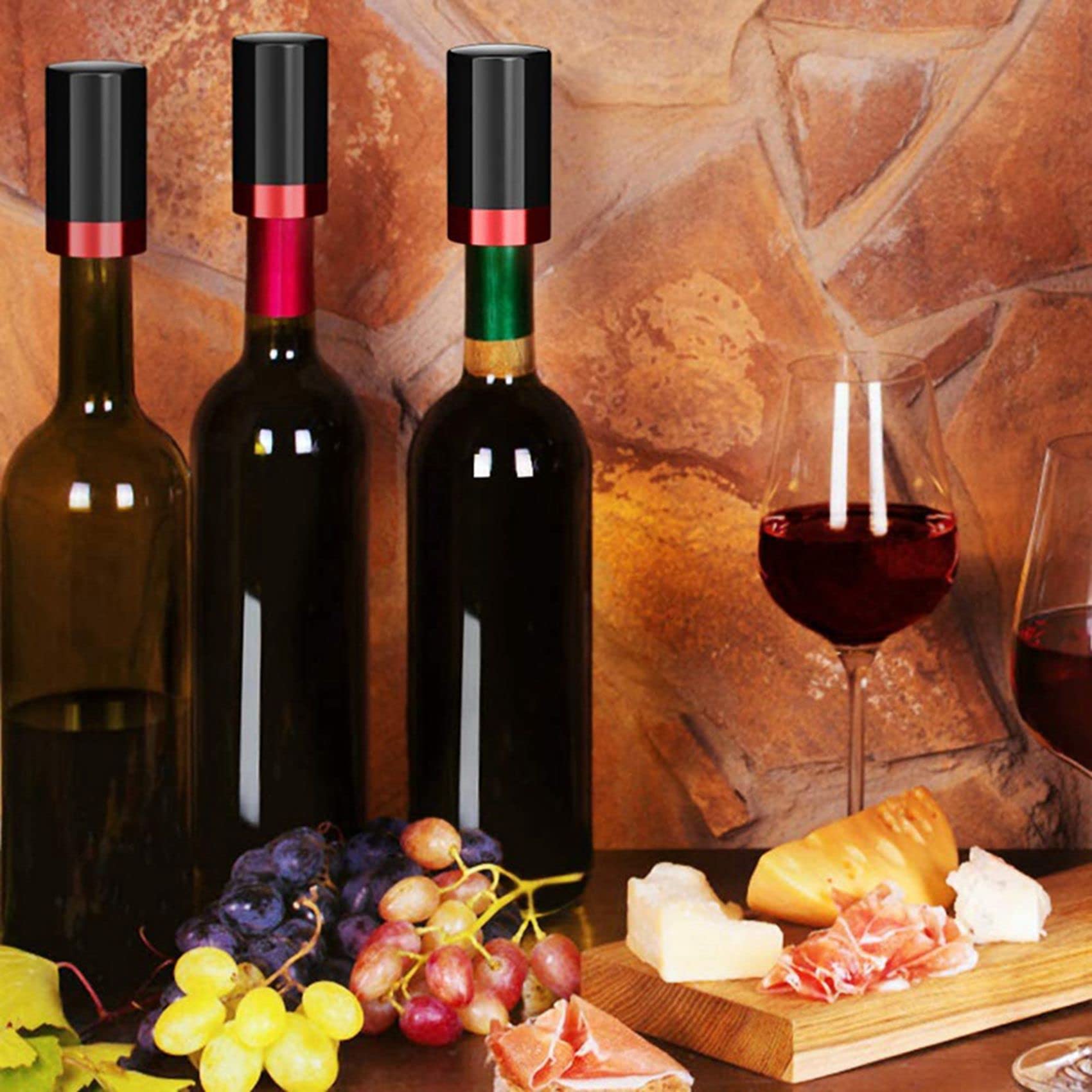 3 tappi sottovuoto per bottiglie di vino, tappi per bottiglie di vino elettrici, riutilizzabili, per conservare il vino, decorativi