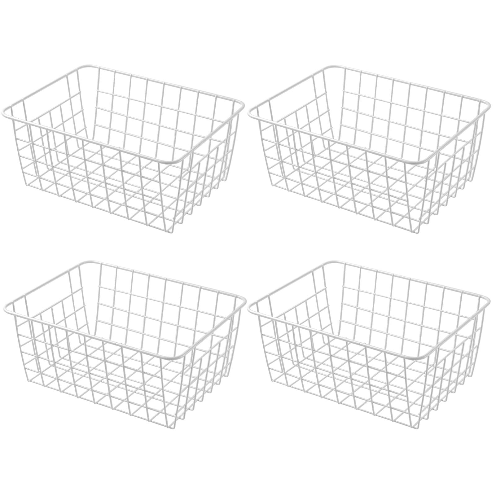 Canastas verticales de almacenamiento para congelador, de alambre blanco, para congelador, despensa, organización de baño, juego de 4