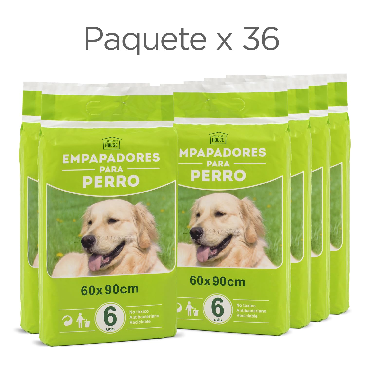 COM-FORT HOUSE Empapadores para Perro - 60CMX90CM - Paquete de 72 Unidades - Máxima Absorción
