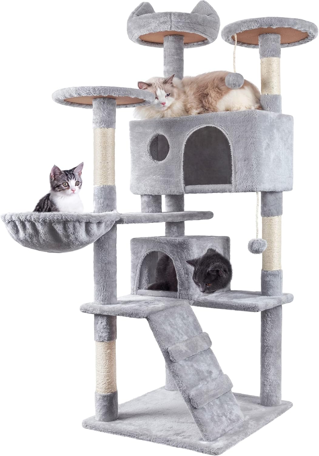 HOMIDEC Cat Tree, 151cm Cat Scratching Post Stable Cat Tower for Indoor Cat, Activity Centre Cat
