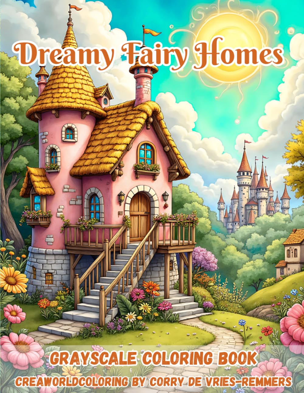 Dreamy Fairy Houses: A Beginner-Friendly Grayscale Coloring Book with 60 Magical Fairy Houses, Enchanted Cottages and Whimsical Woodland Homes