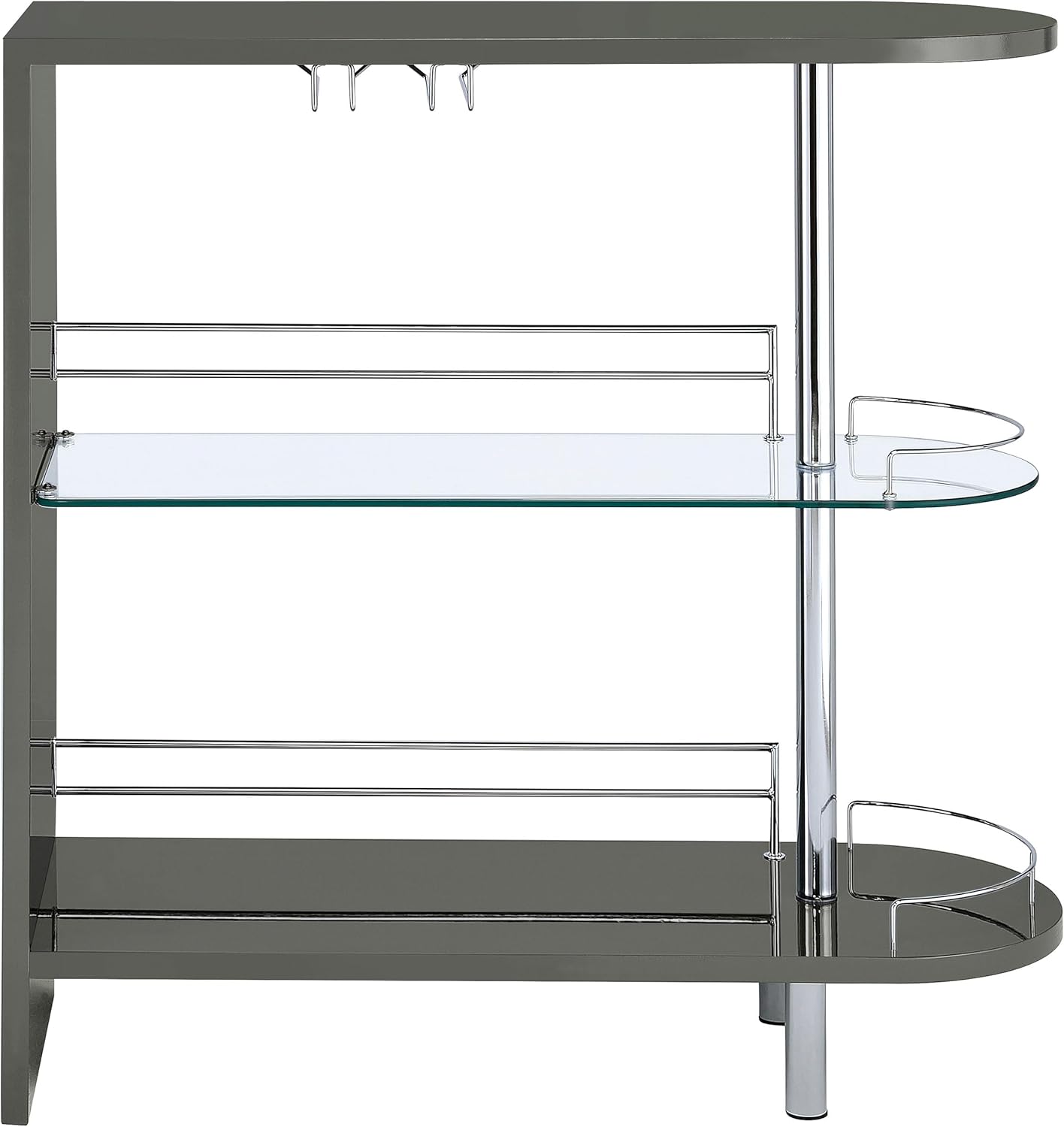 Coaster Home Furnishings Adolfo Rectangular 2-Tier Home Bar Table Grey High Gloss 101073