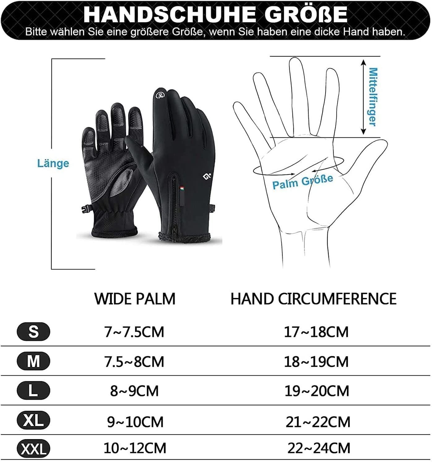Habiba Mitones Guantes de Pantalla táctil, Guantes Deportivos de Ciclismo para Correr para Hombres y Mujeres, Guantes de Dedos completos Ligeros con Forro cálido de Invierno Útil