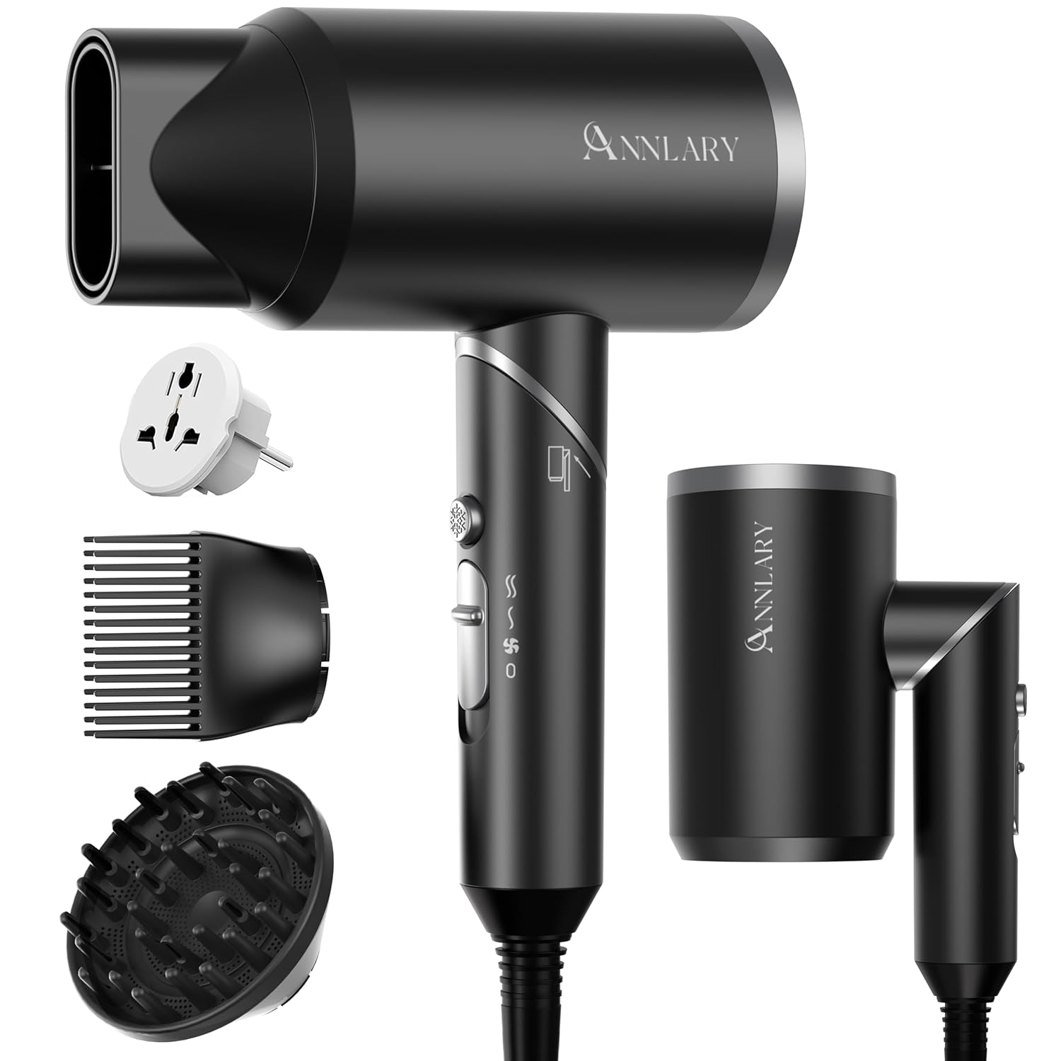 Hair Dryer with Comb 1800W Blow Dryer with Diffuser for Curly Hair Plasma Ionic Hairdryer for Frizz Control