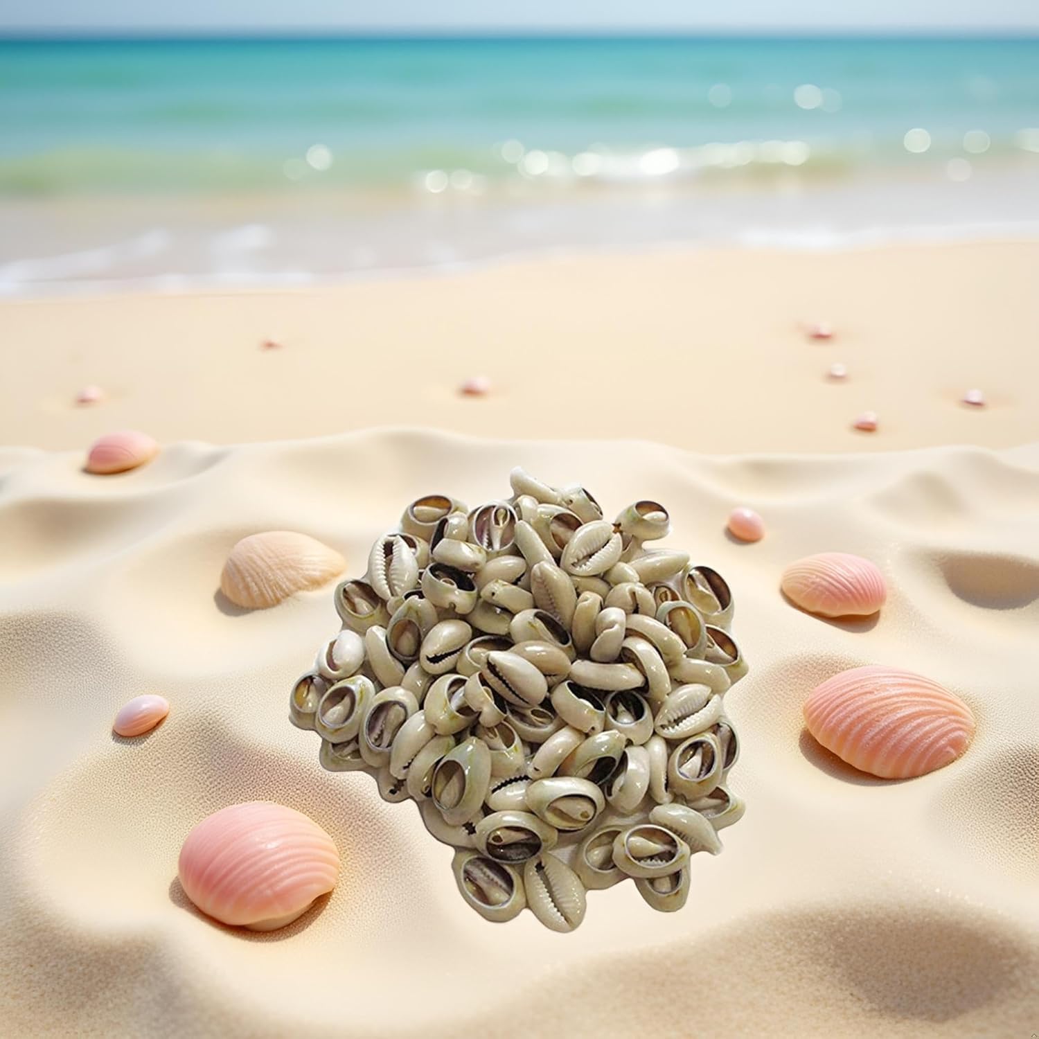 100 Pcs White and Lvory Natural Cowrie Shells Beads Oval Beach Seashells African for Hair Jewelry Making sea Shells for Crafting,DIY Craft Beads and Jewelry Making,Beads and Bead Assortments - Image 2