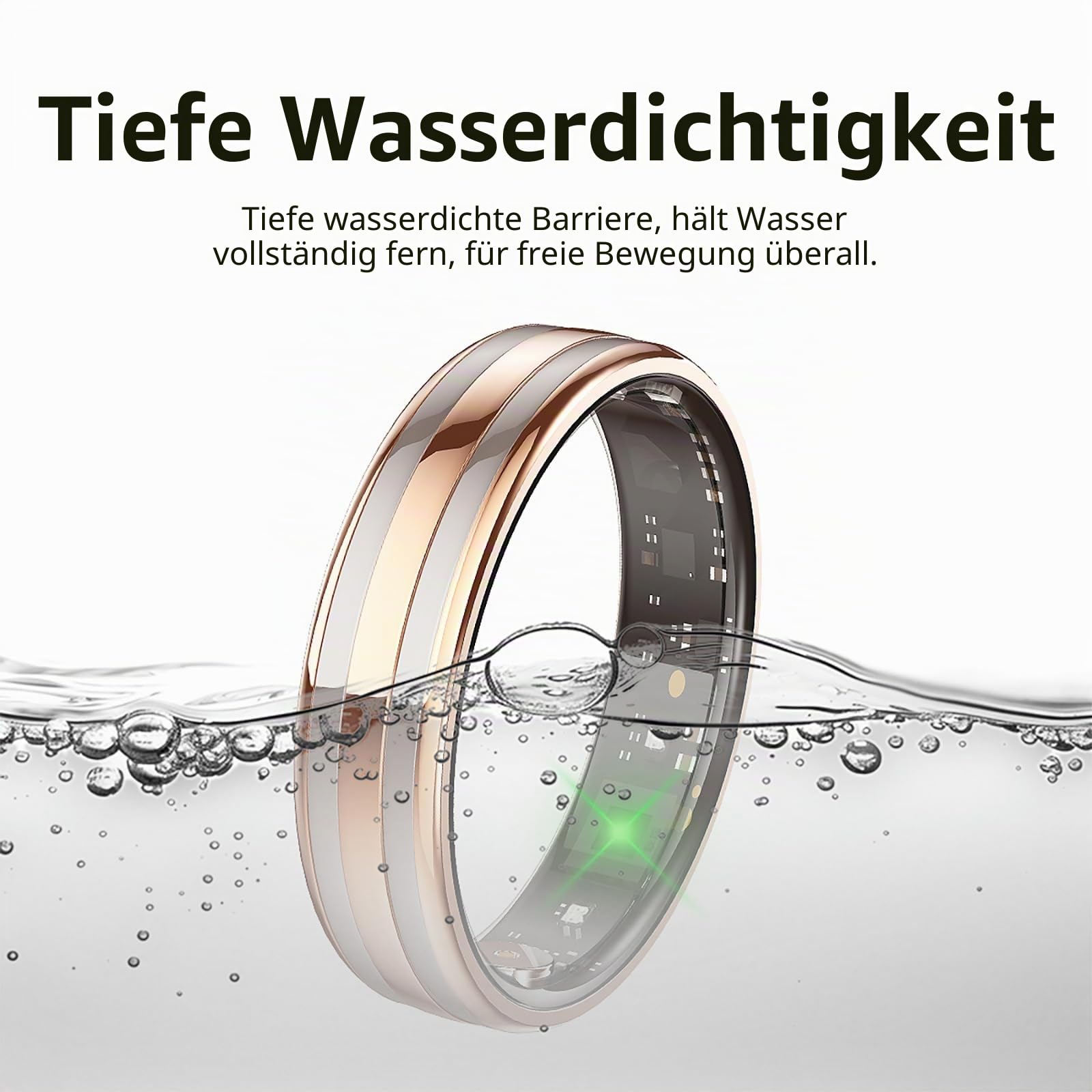 Smart Ring Damen Herren Schmal Fitnessringe Fitness Traking Ring Menstruation Herzfrequenz Pulsmesser Schlafanalyse Schrittzähler Schmuck Ring Elegant Gesundheitsring Android iOS Rosegold Silber