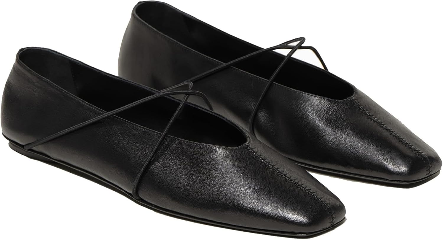 Criss Cross Strap Ballet Flats for Women Square Toe Mary Jane Flats Shoes Comfortable Slip On Ballerina Shoes