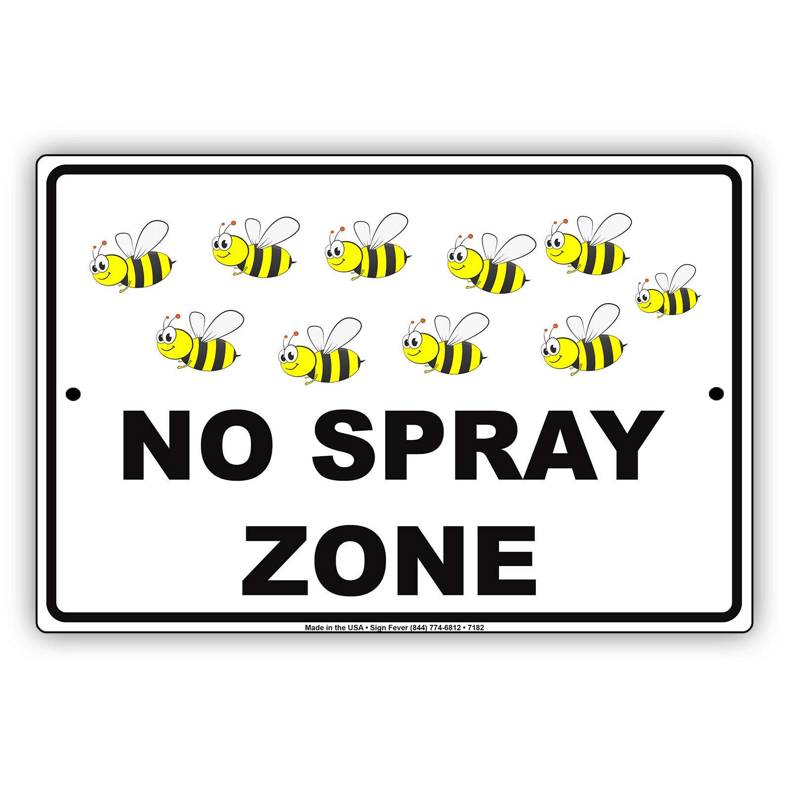 Farm Pest Control Metal Tin Sign, Bee Pollination Zone No Chemical Spraying Allowed Farm Wall Decor, 12x8 Inches Aluminum