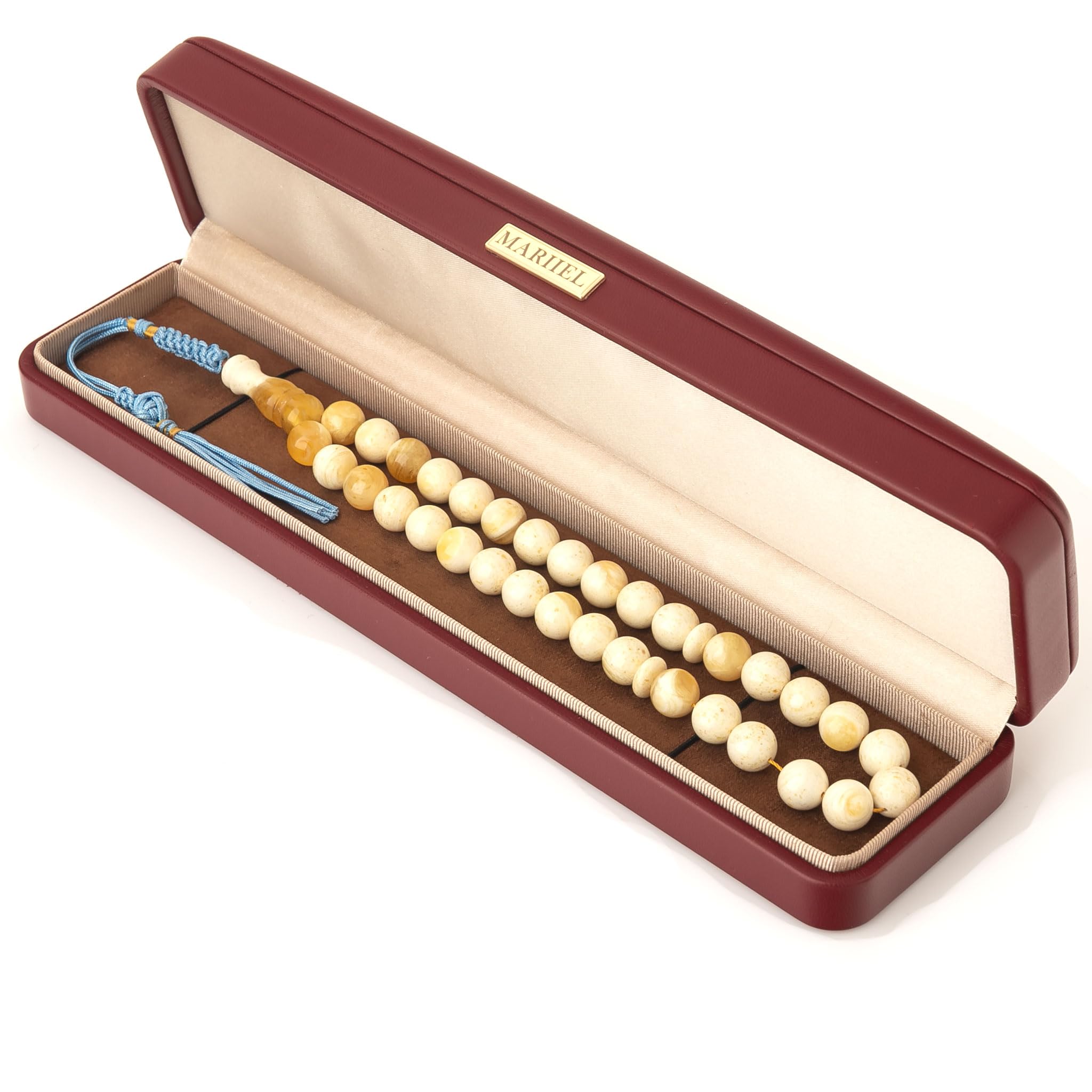 Tasbih 33 koraliki | Naturalny bursztyn bałtycki | Mleczny bursztyn | Ręcznie wykonany różaniec muzułmański | Misbaha