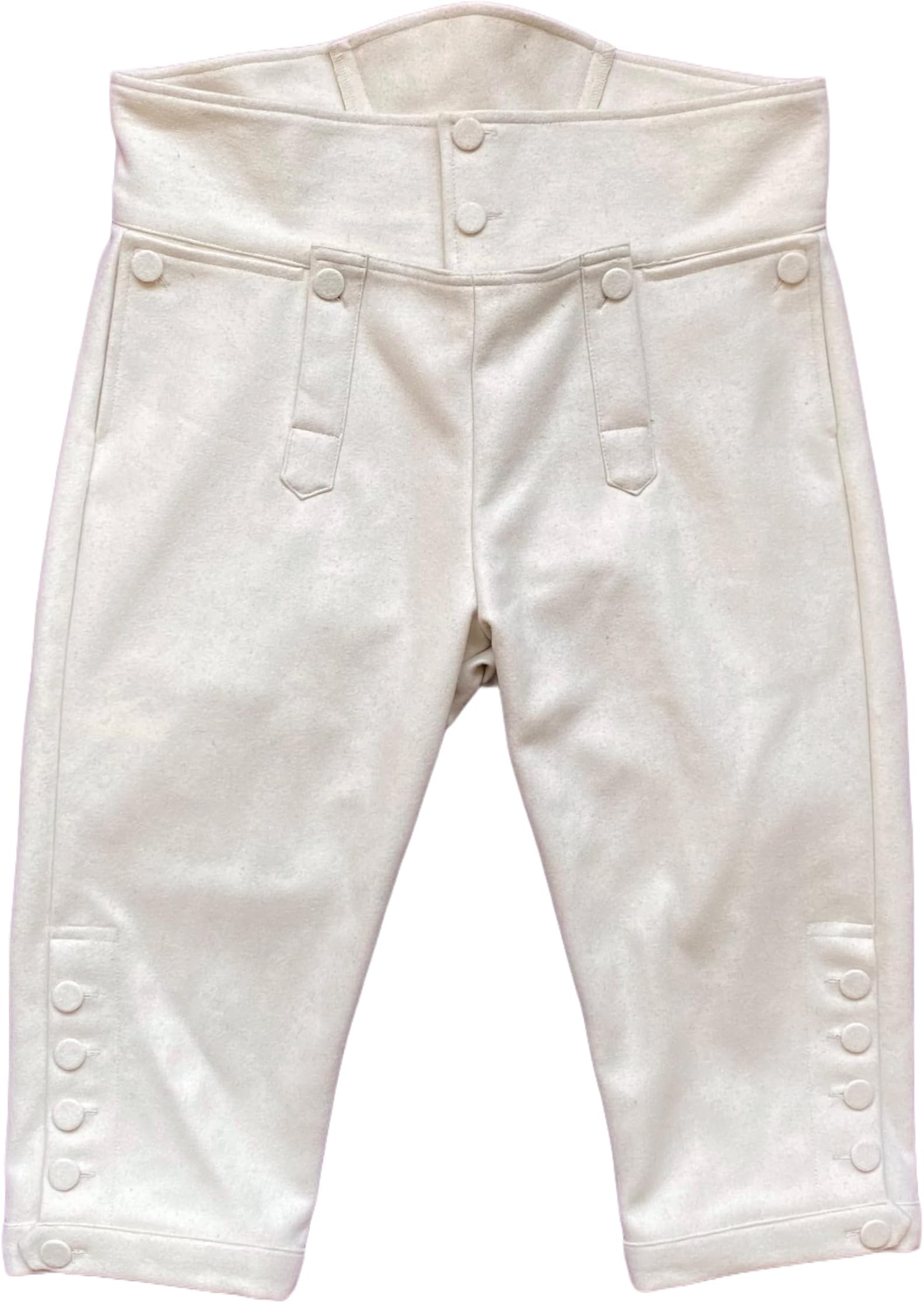 Mens Colonial Knee Wool Breeches 18th Century Pants Fall Front Style
