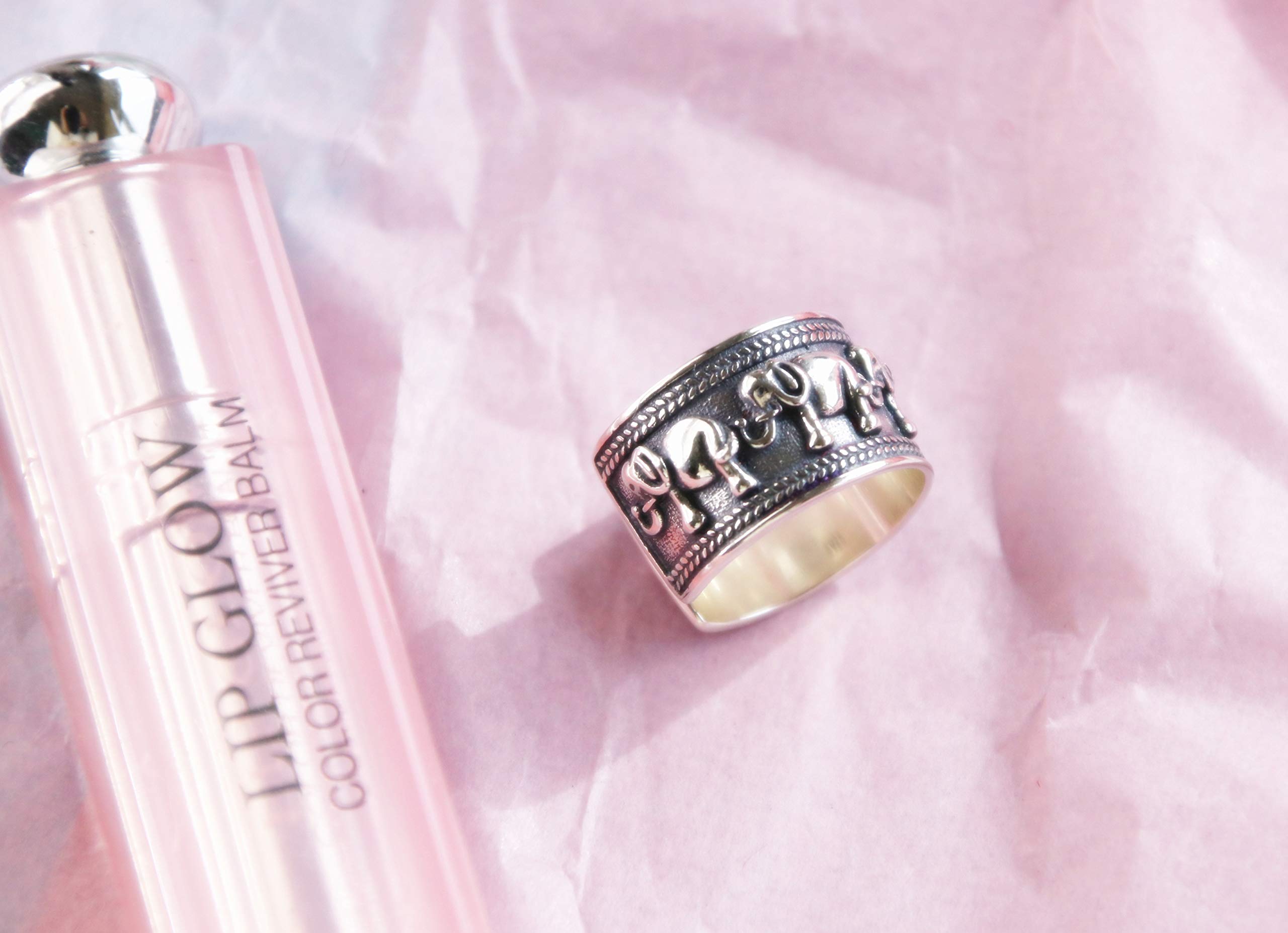 Helen de Lete - Bague réglable en argent sterling S925, motif éléphant vintage