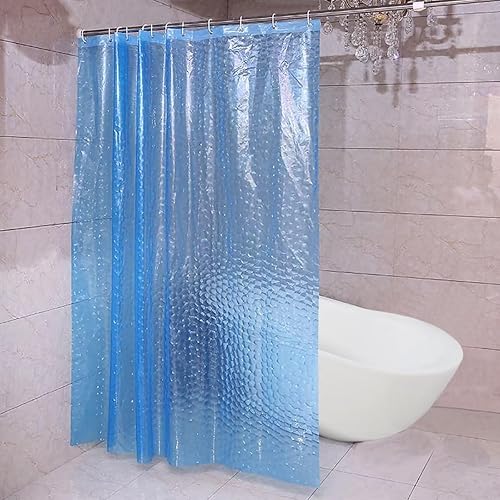 Miniatura 6 de Forro de cortina de ducha, forro de ducha de cubo de agua azul EVA 4G, cortinas de ducha impermeables de plástico, 72 x 72 pulgadas con agujeros