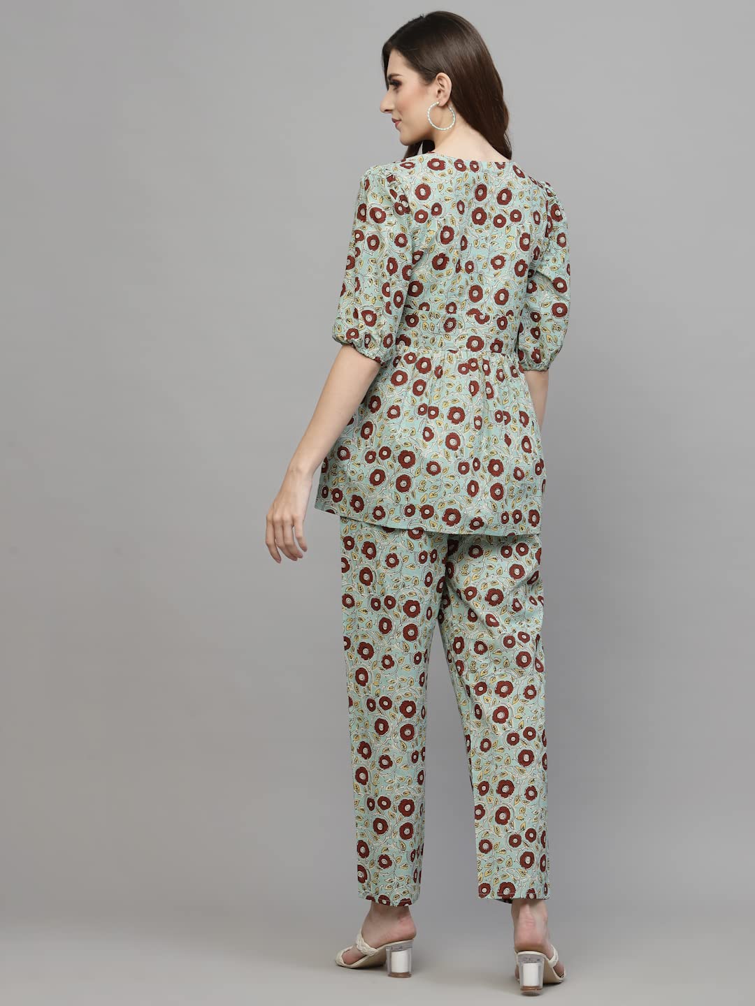 Stylum Women's Floral Printed Cotton Co-Ords Set (Belacord42_Blue, Xl)