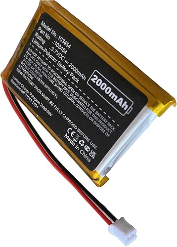 Miniatura 4 de Nzzz Batería LiPo 2000mAh 3.7V 103454 con 2 cables JST PH2.0.000 in Conector 103454 Batería recargable resistente a altas temperaturas para altavoz