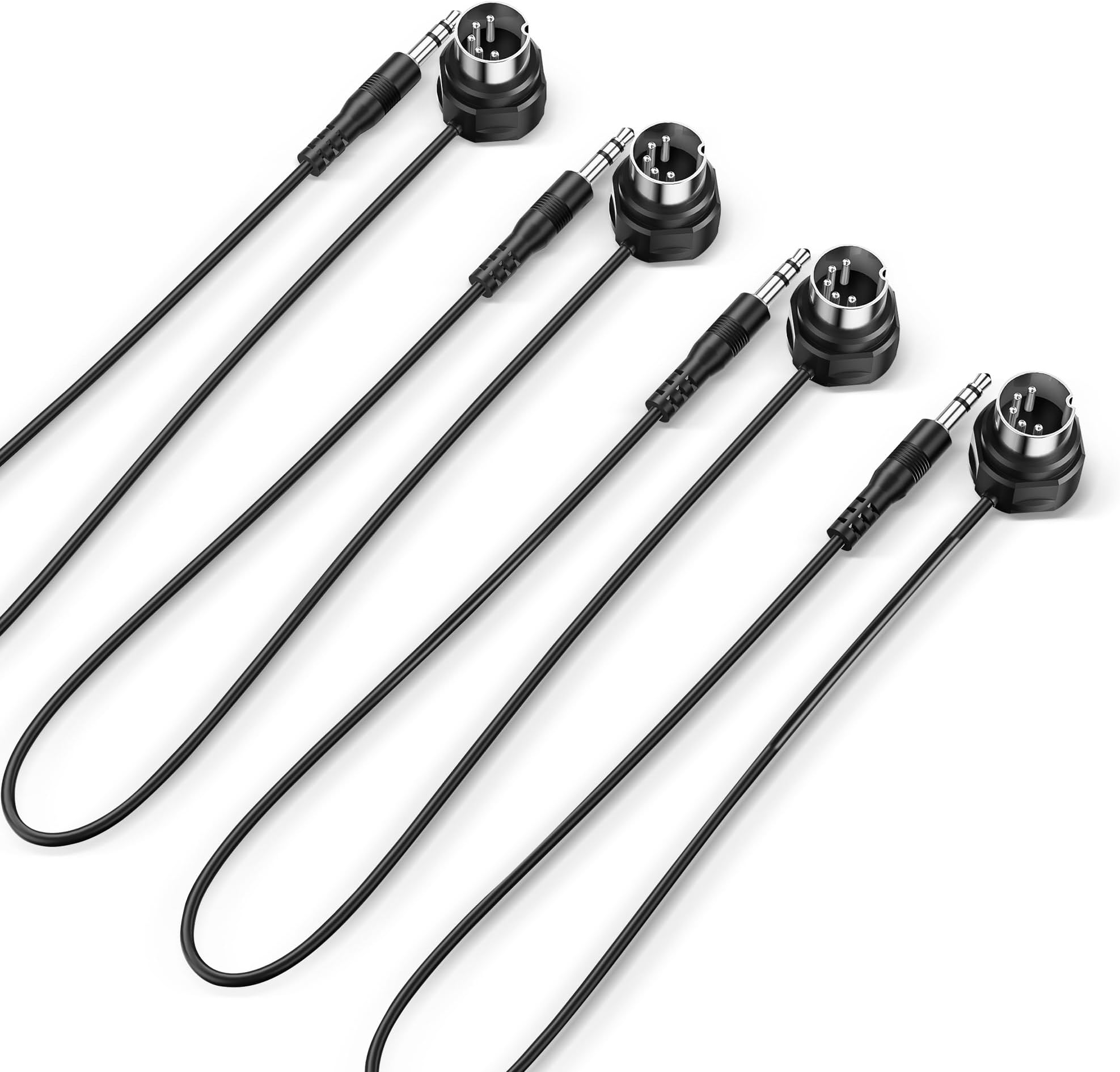 CME TRS MIDI Cable 4-Pack - TRS Type A (3.5mm - 1/8”) to 5-pin DIN, 1FT / 30CM, Low-Profile - Right Angle Ultra-Thin Plugs for Compact Spaces - Ideal for Synths & Pedalboards