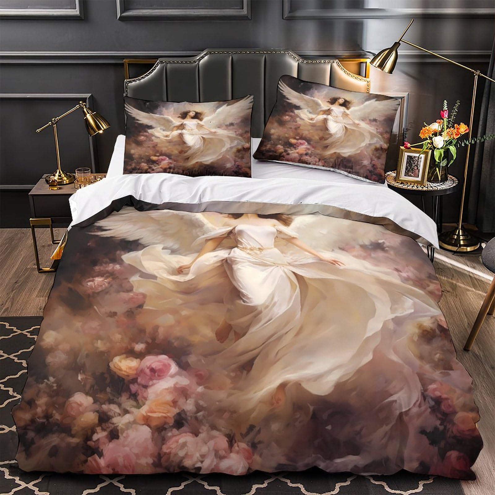 Parure de lit microfibre anti-plis et respirante pour literie King 220x240