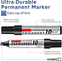 Vista 3 de Thenshop 60 Pcs Jumbo Permanent Markers Bulk 10mm Chisel Tip Black Thick Permanent Markers Set Waterproof Jumbo Marker for Industrial Use Work on