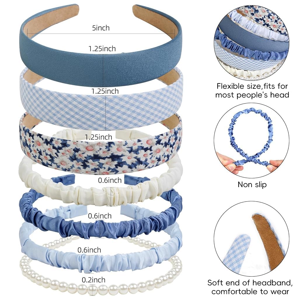ZIBUYU® 7Pcs Hair Bands for Women, Floral Wide Hair Band for Girls Kids 1