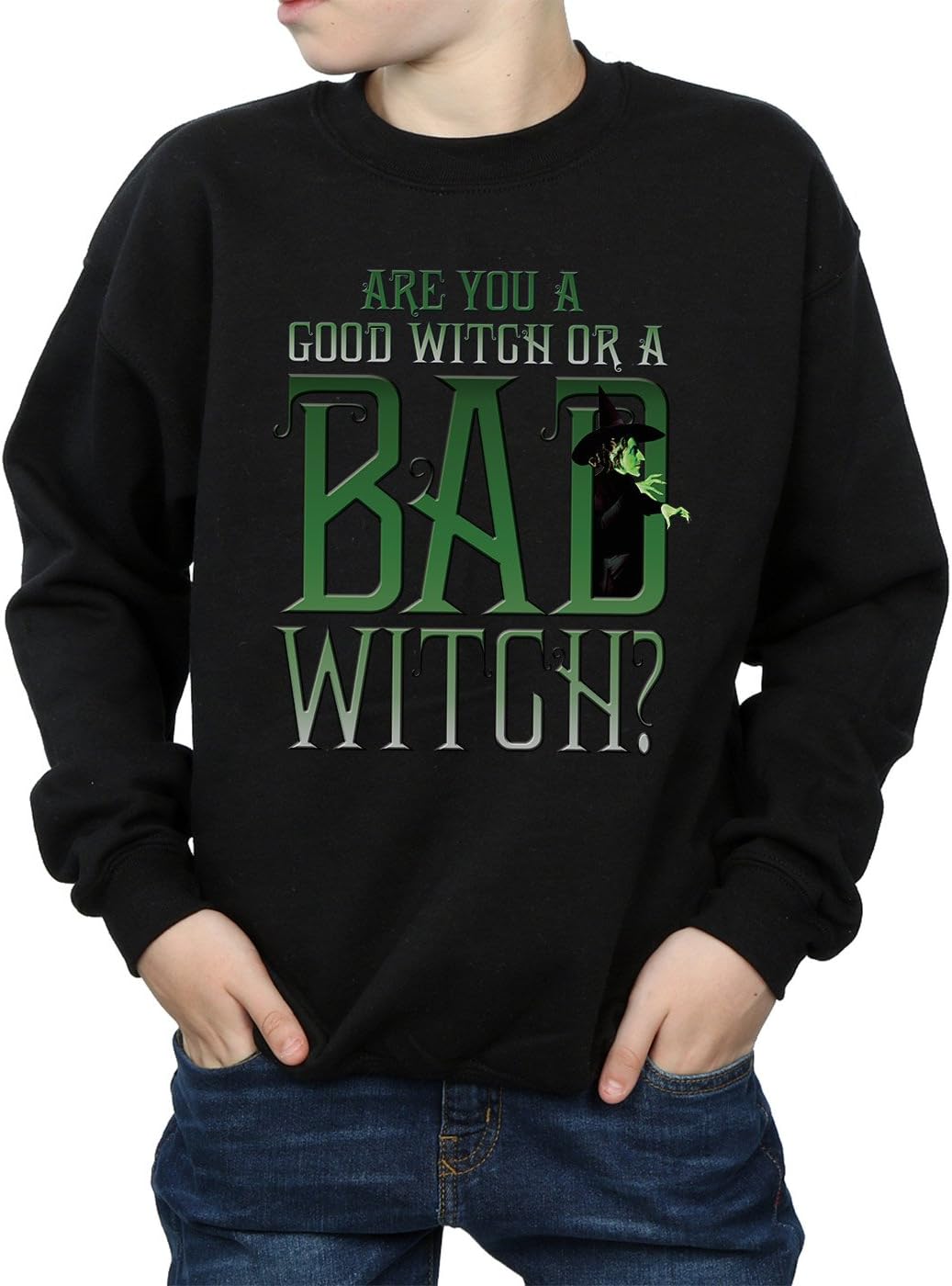 Wizard of Oz Boys Good Witch Bad Witch Sweatshirt 12-13 Years Black