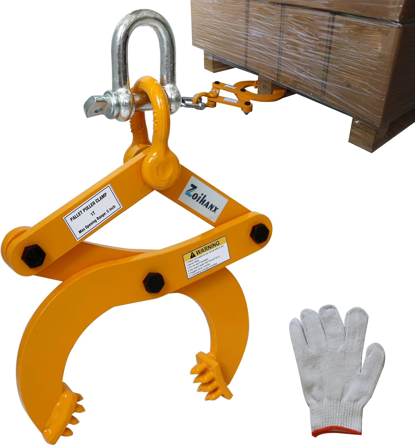 Pallet Puller 1t/2205 Lbs Capacity,6.1Inch Jaw Opening Pallet Clamp,Heavy Duty Single Scissor Clamp For Woods and Other Things Easily