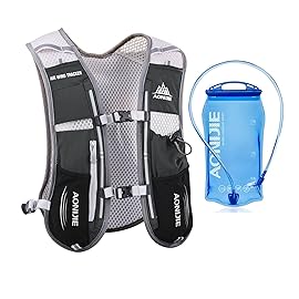 AONIJIE Hydration Vest Pack Backpack 5L Marathoner Running Race Hydration (Black and 1.5L Water Bladder)
