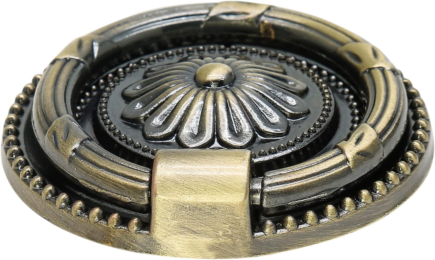 Bivethoi 6pcs Antique Bronze Cabinet Knobs, Drop Ring Drawer Pulls Round Dresser Knobs Handles with Screws, Vintage Drawer Knobs Pulls Handles Hardware for Kitchen Cupboard Vanity Nightstand