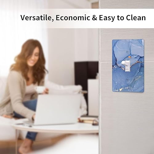 Miniatura 5 de Placas de interruptor de luz de palanca individuales de mármol azul dorado y cubiertas de enchufe, placa de pared eléctrica decorativa para