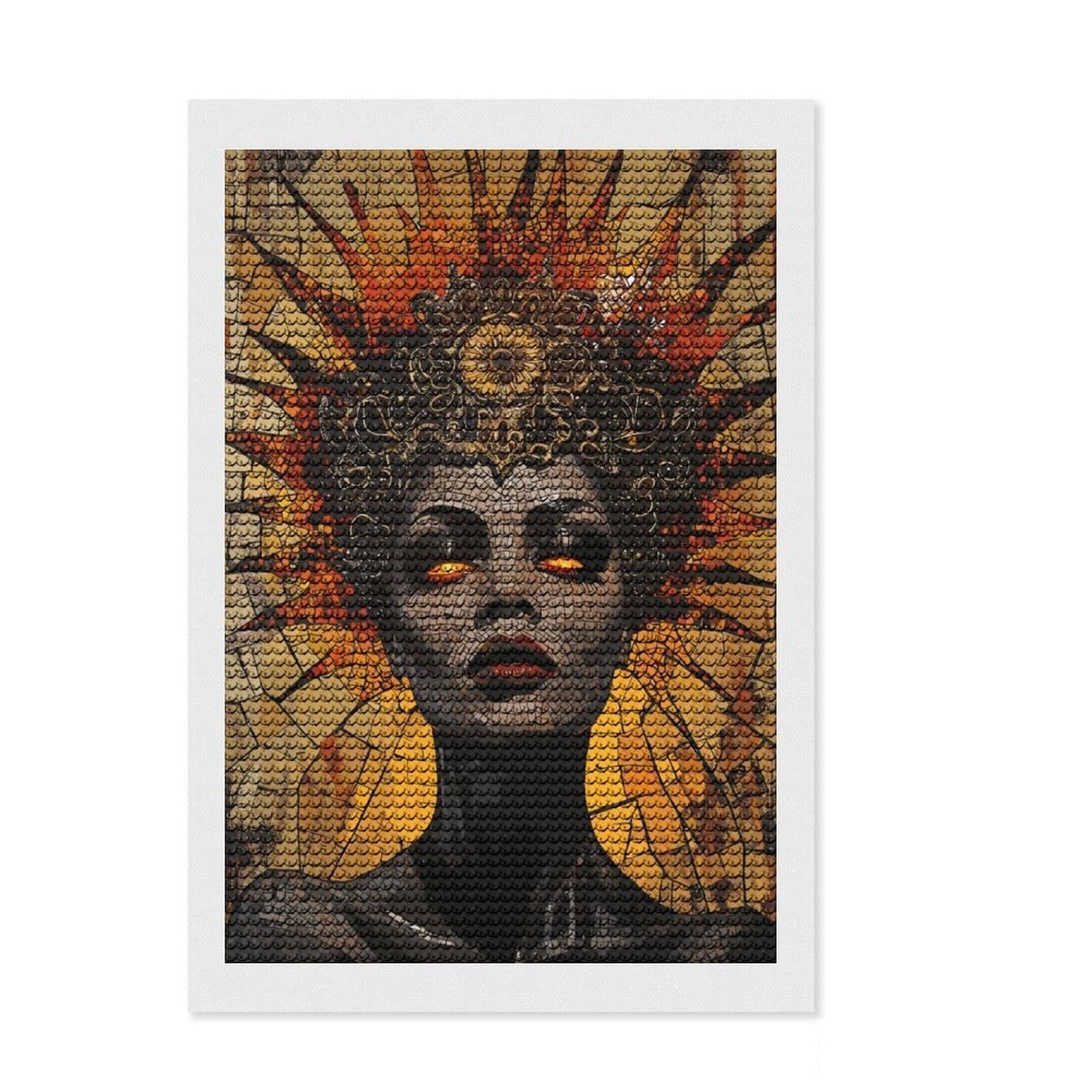 Junmoney Queen of Fire Mosaic Diamond Painting Set 8"x12", Birthday Gift, Vintage Style Decor, Modern Decor, Seasonal Gift Choice, Creative Hobby
