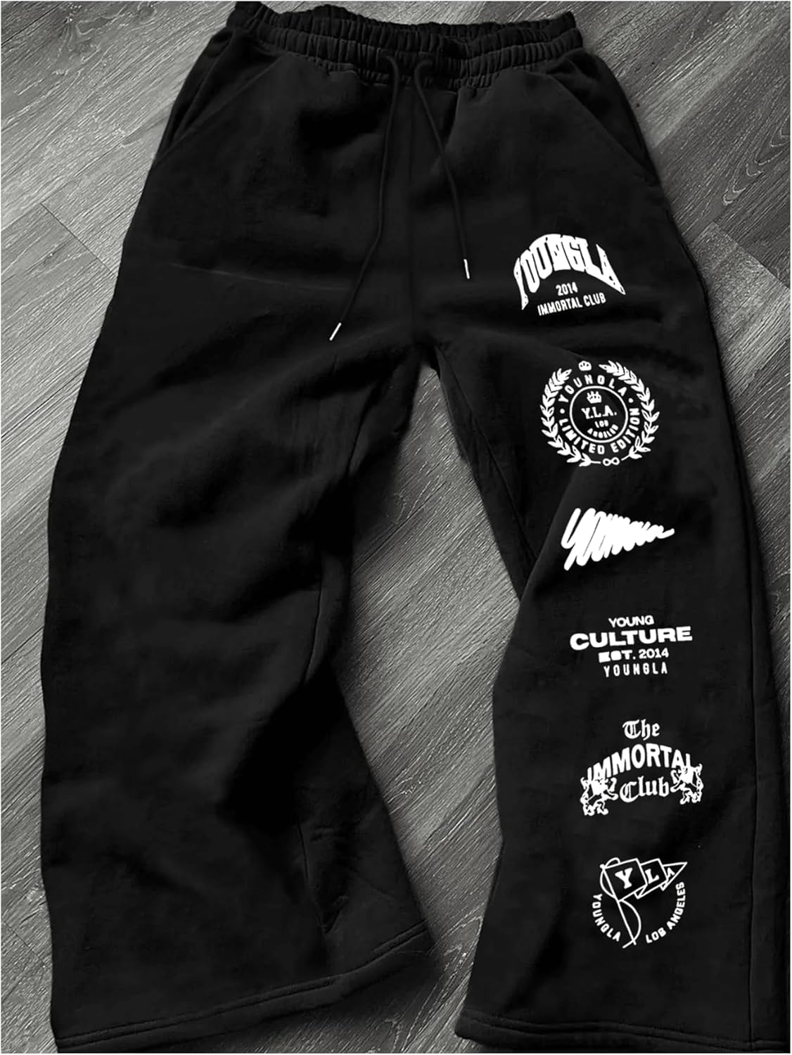 SOLY HUX Men's Graphic Sweatpants Drawstring Elastic Waist Baggy Straight Leg Pants Streetwear - Image 3