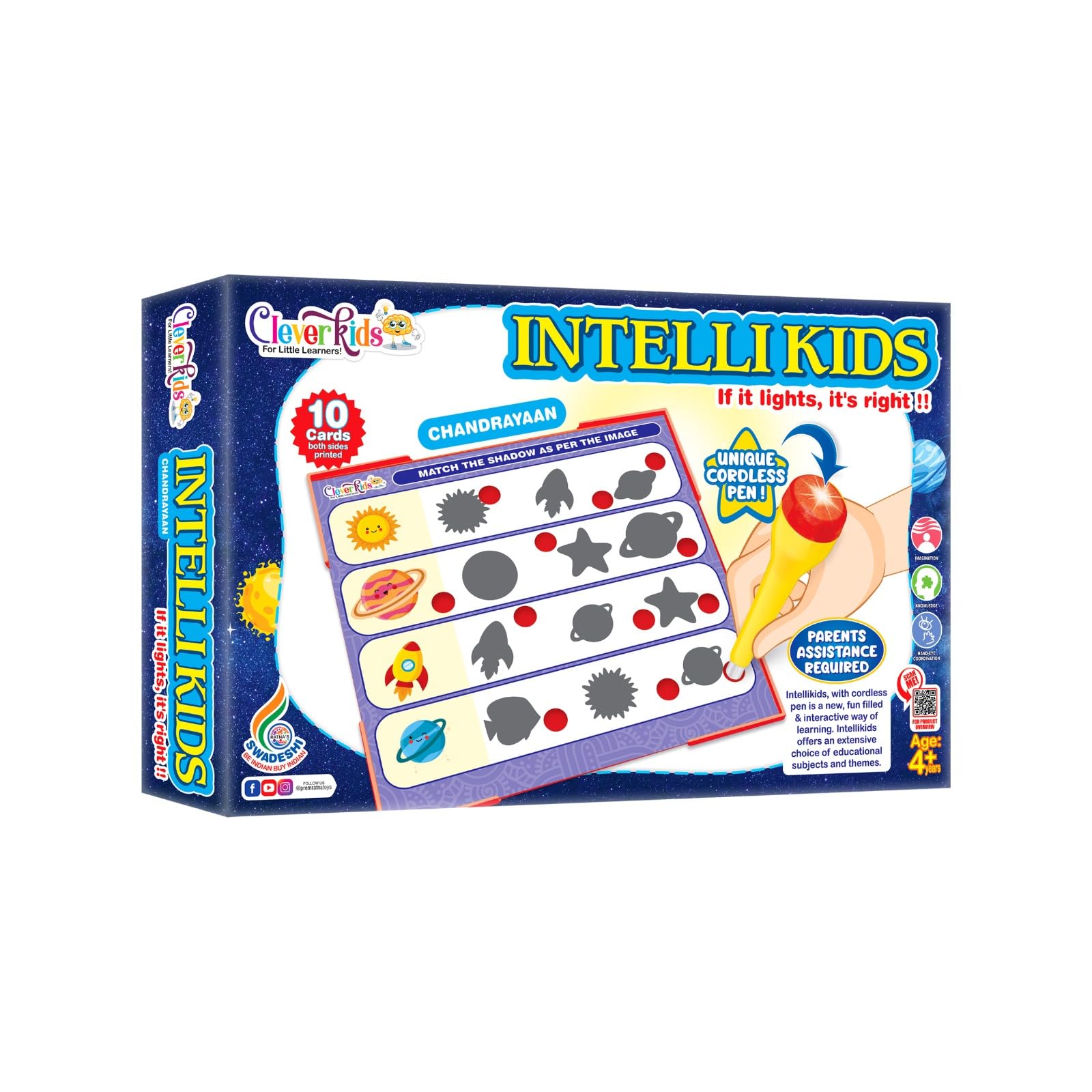Ratnas Chandrayaan Intellikids Electro Game Containing 10 Double Sheets with A Cordless Pen, If it Lights its Right!!! Learning & Educational Game for Kids 4+ Years (B0CZJ596J1) Amazon Price History, Amazon Price Tracker