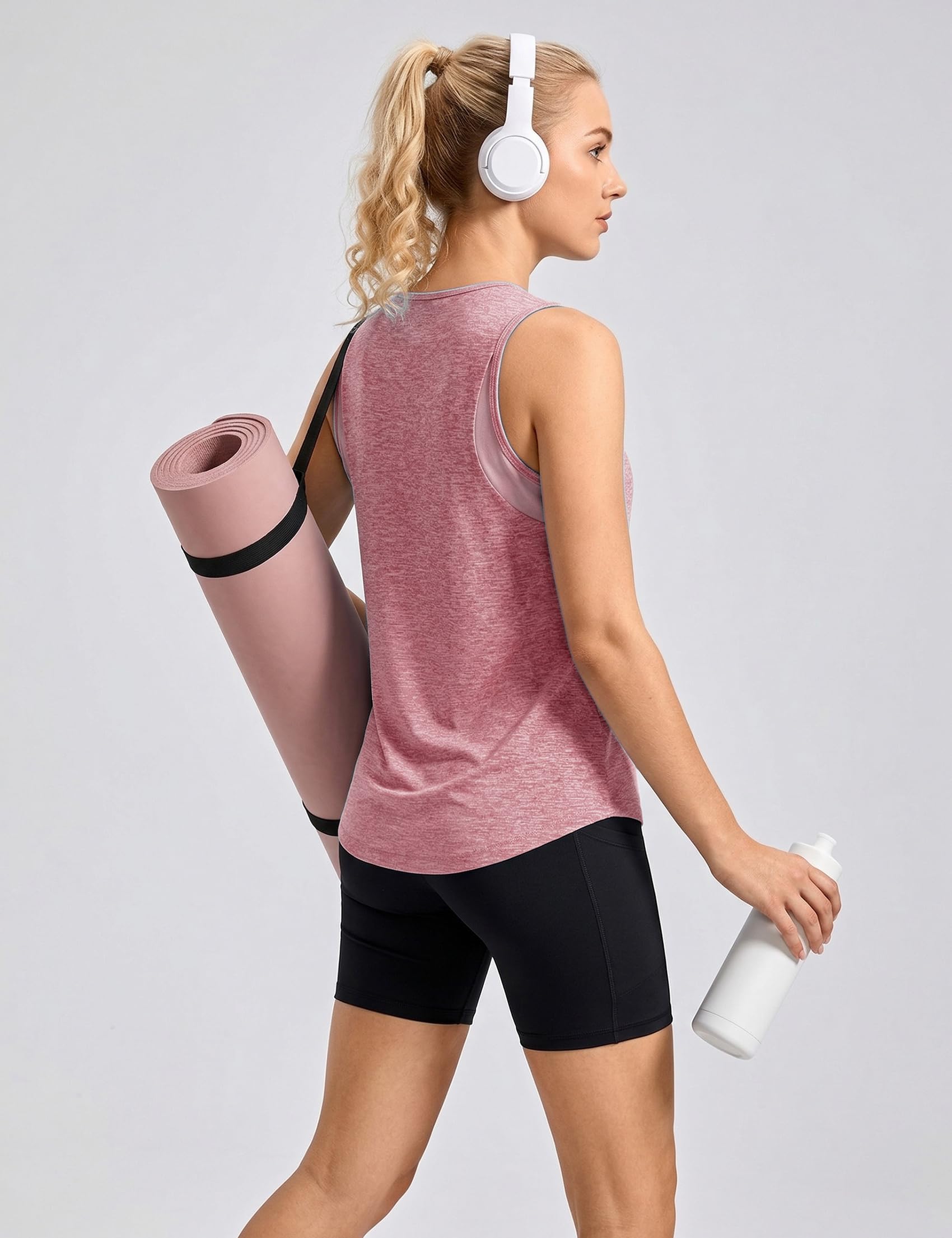 Wayleb Camiseta Deportiva Mujer de Tirantes sin Mangas con Malla Transpirable Ligera para Fitness Yoga Running S-3XL — view 2