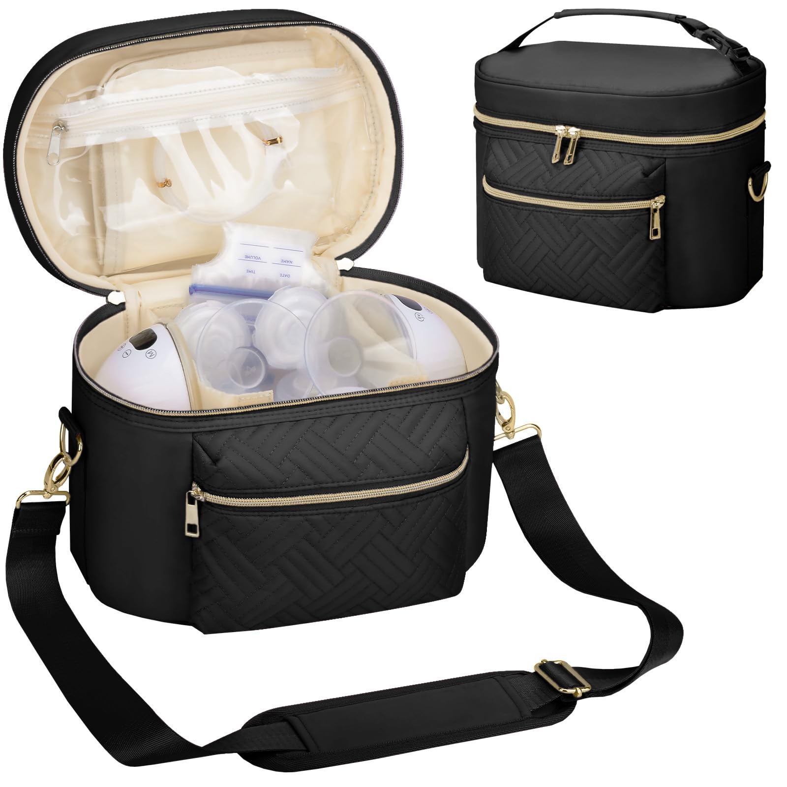 GDNasist Wearable Breast Pump Bag Compatible with Willow/Elvie/Medela/Momcozy, Portable Pumps Carrying Case for Nursing & Working Moms, Pumping Bag