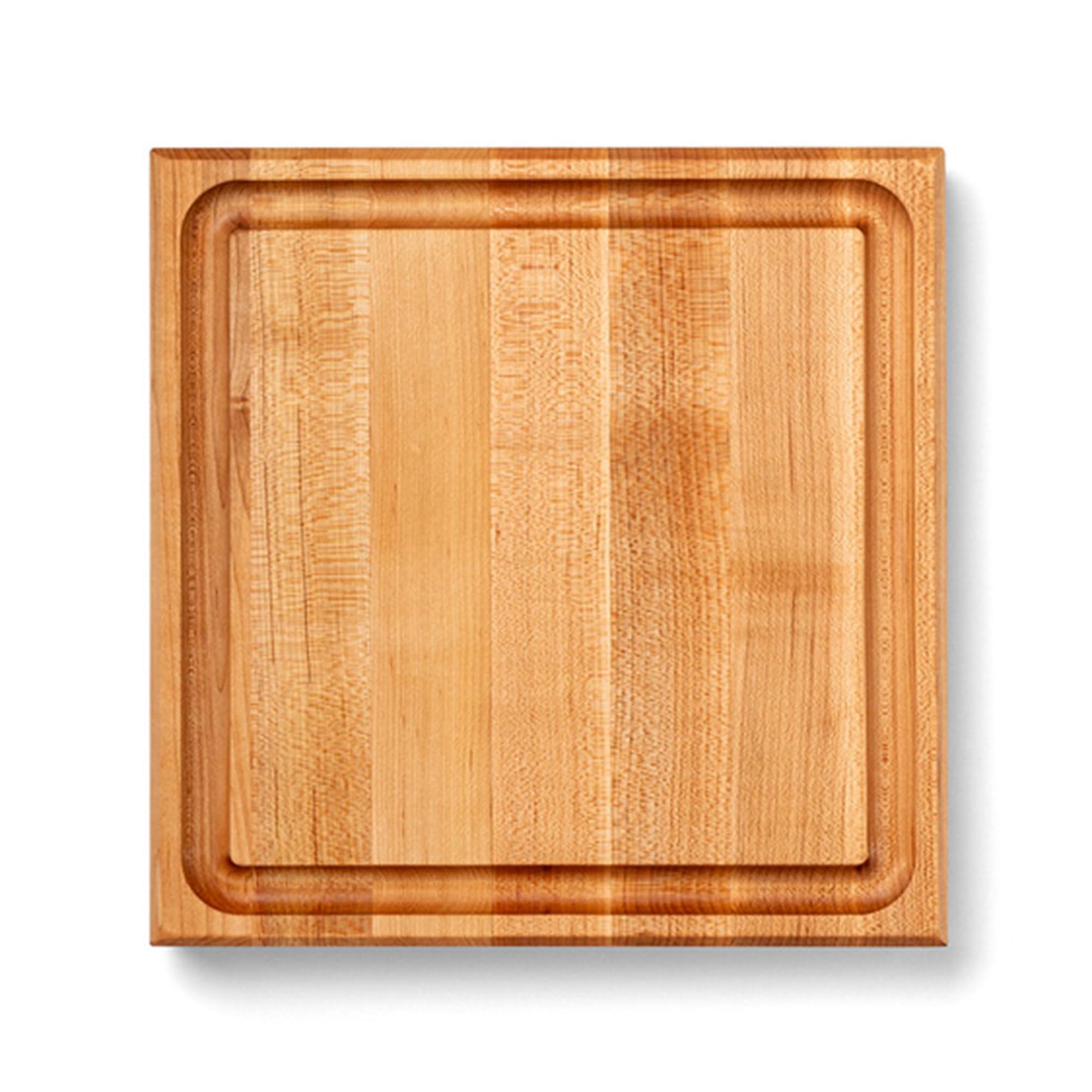 CB Series Square Wooden Maple Cutting Board 12”x12” – 1.75” Thick, 7-lb Reversible Butcher Block with Juice Groove, Edge-Grain & Finger Grips – Made in the USA