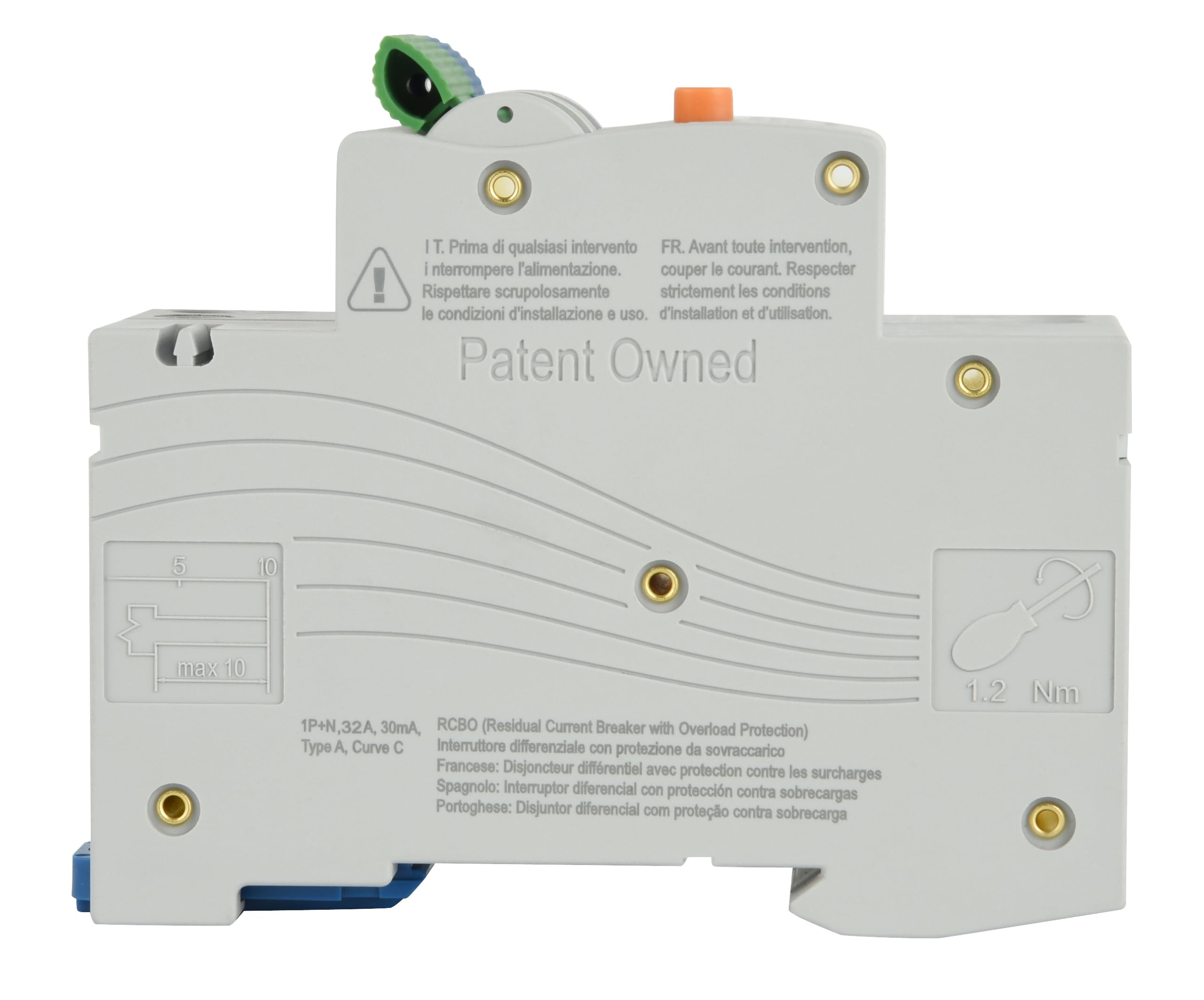 Electraline 87015 Disjoncteur différentiel (RCBO), 32A, type A, courbe C, sensibilité 30mA, connexion 1P+N