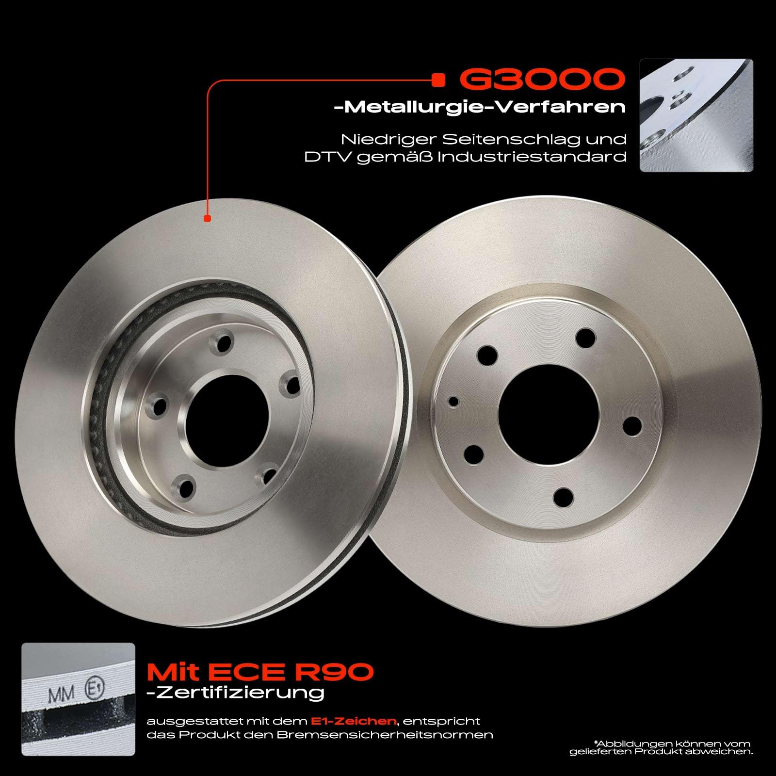 Frankberg Bremsensatz inkl. 2x Bremsscheiben + 4x Bremsbeläge Vorne Kompatibel mit CX-5 GH KE Replace# K0Y13328ZA,GHP933251