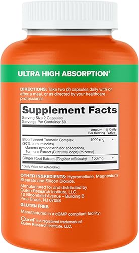 Miniatura 4 de Qunol Cápsulas de cúrcuma y jengibre, suplemento de cúrcuma de 1000 mg, ultra alta absorción para apoyar la salud de las articulaciones, forma #1