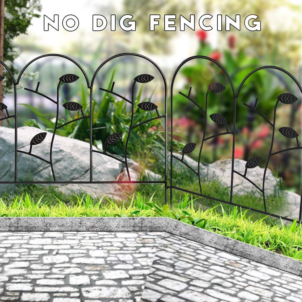 Amagabeli Garden & Home Decorative Garden Fence GFP005 18in x 7ft Border Rustproof Iron Animal