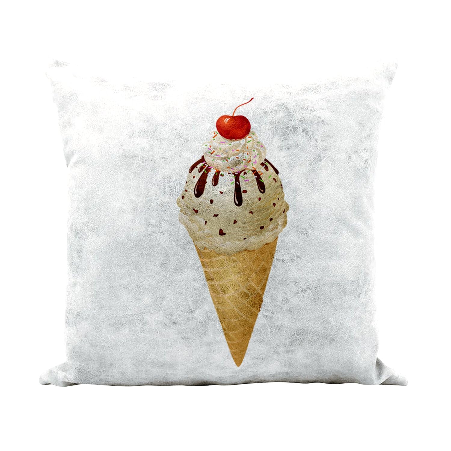 Coussin similicuir blanc antitache 40x40 lavable motif glace pour enfants