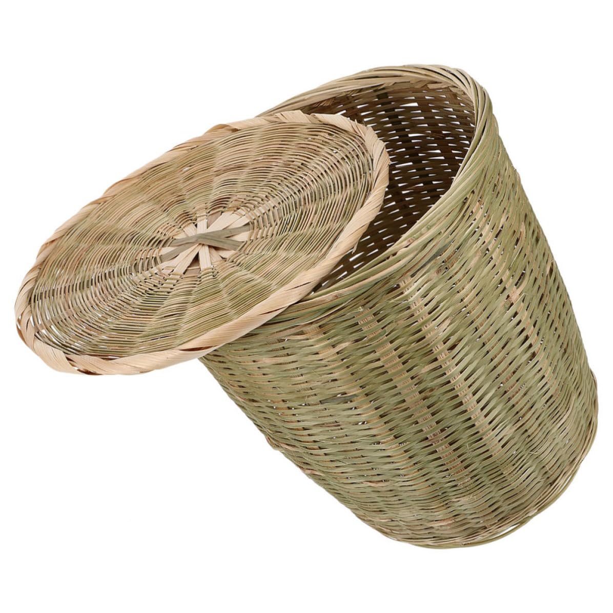 Panier rangement bambou tressé avec couvercle pour cacher le désordre du bureau