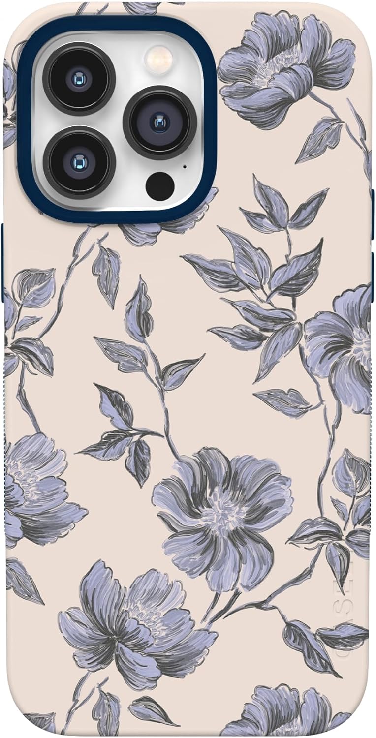 Casely iPhone 14 Pro Max Case | Ink & Iris | Vintage Floral | Bold Protective Design | Compatible with MagSafe