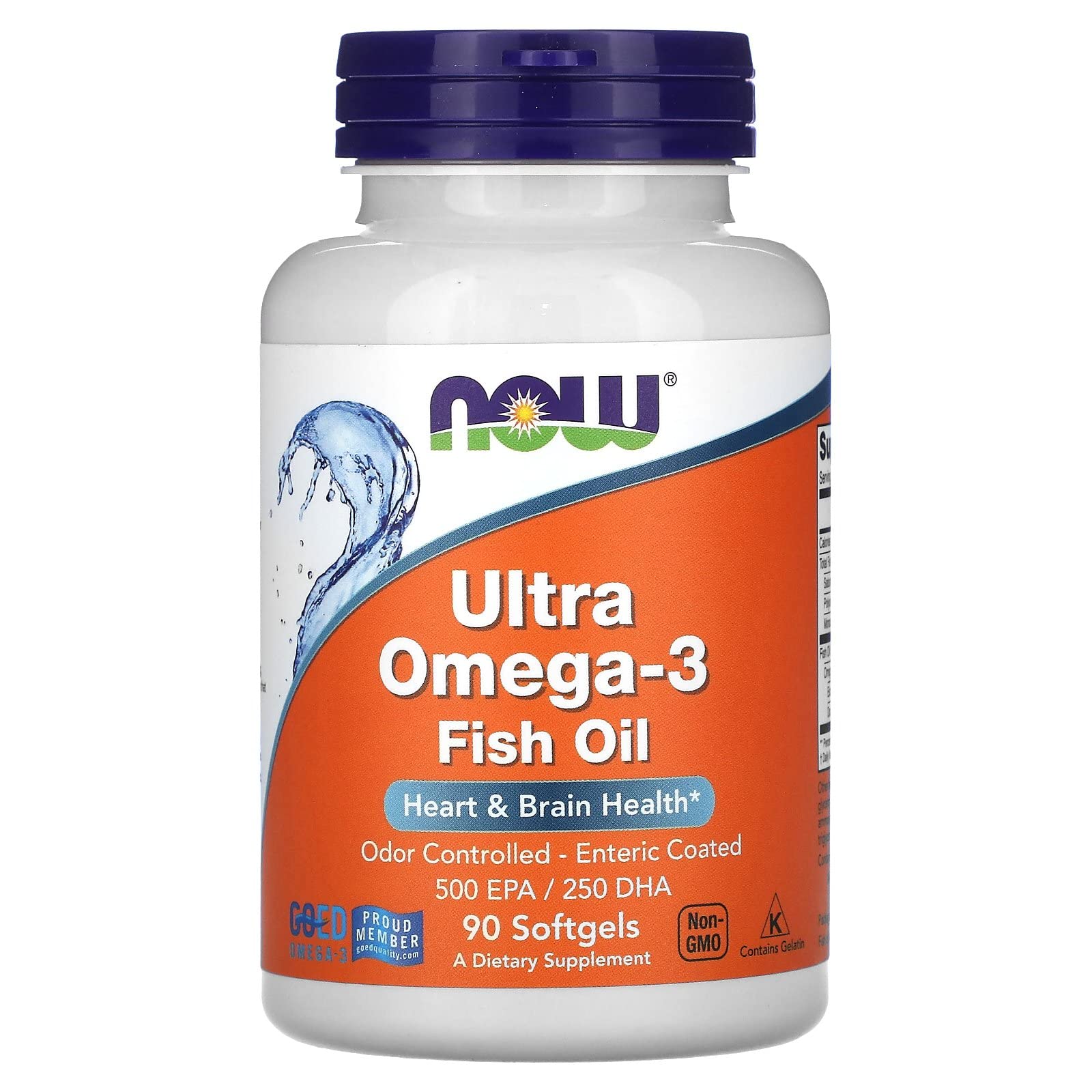 Now Foods Ultra Omega-3 Fish Oil (Non-GMO, Gluten Free, Dairy Free, Dairy Free, Egg Free, Halal, Keto Friendly, Kosher) - Pack of 90 Softgels