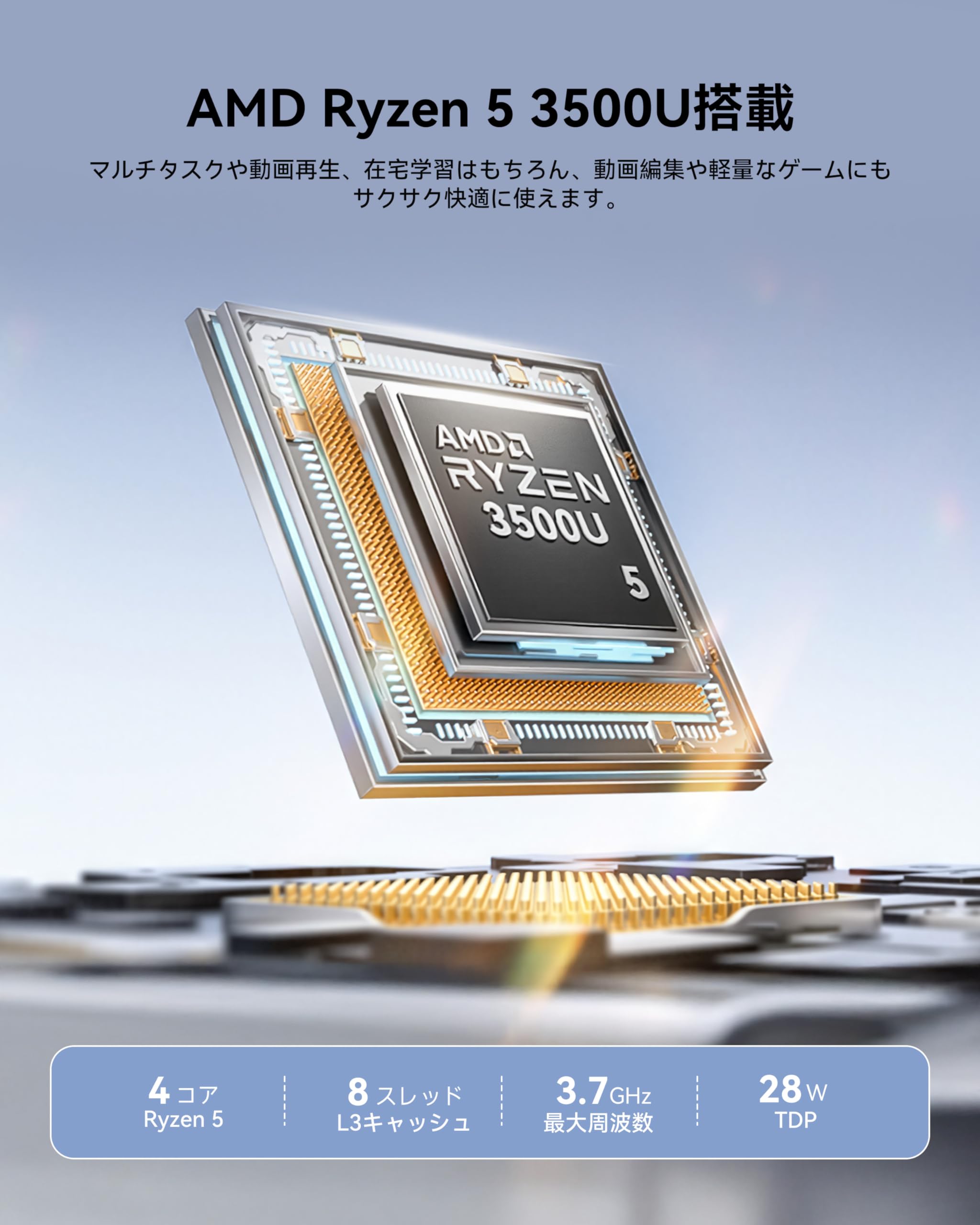 Amazon.co.jp: ミニpc にPD給電 デュアル銅管冷却 AMD Ryzen 5 3500U
