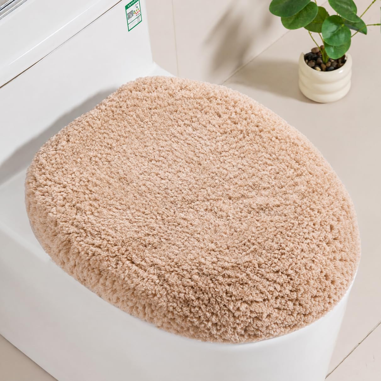 Microfiber Elongated Toilet Seat Cover, 19.5"x15" Machine Washable